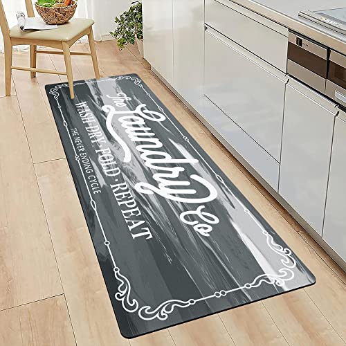 Pauwer Laundry Room Rug Runner 20"x48" Waterproof Rubber Laundry Mat Non Slip Kitchen Mats for Floor Washable Floor Mat Runner Rug for Farmhouse Mudroom Washroom Bathroom Decor - color: Light Grey, size: 1'8" x 4'