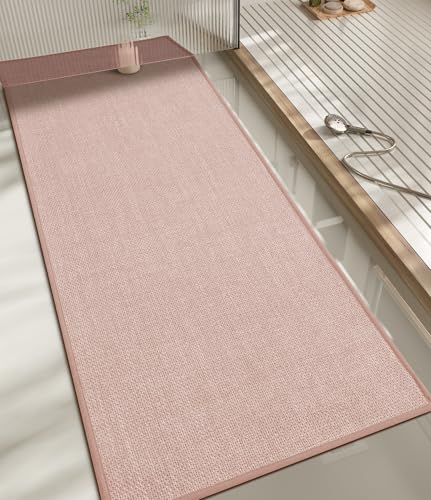 chakme Bathroom Rugs Mat 59x17, Ultra Thin Non Slip Bath Mats Runner Quick Dry Absorbent Bath Mat for Bathroom Floor, (Pink, 59"x17") - color: Pink, size: 1'5" x 4'11" (Rectangular)