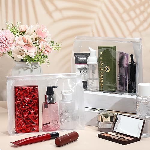Xuniea 100 Pcs Mini Clear Makeup Bag PVC Small Travel Toiletry Organizer Pouches Bulk Waterproof Transparent Plastic Cosmetic Bag with Zipper for Women Men Travel(7.9'') - size: 7.9''