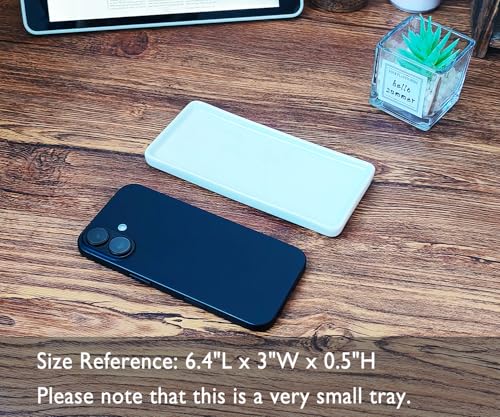 6.4" Porcelain Small Bathroom Narrow Mini Tray - White | Tiny Ceramic Countertop & Little Vanity Tray for Cosmetics, Perfume, Jewelry, Candle - Soap Tray, Kitchen Counter Tray - color: White, size: 6.4" x 3" x 0.5"