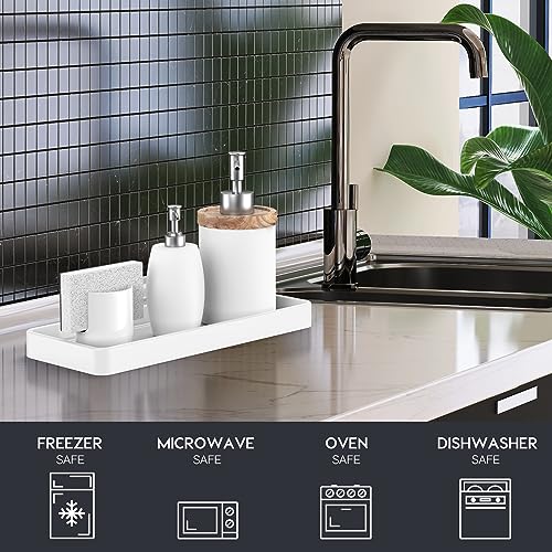 Gurygo 12" Countertop and Vanity Tray - Kitchen Tray for Soap Bottles - Rectangular Vanity Tray for Bathroom - Vanity Trays for Bathroom - Kitchen Soap Dispenser Tray,White - color: White, size: 12" x 5" x 1.1"
