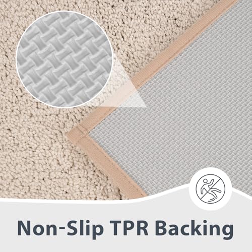 anllugs Bathroom Rugs 30" x 60", Non-Slip Extra Soft Absorbent Bath Rugs, Machine Washable Quick Dry Bath Mats for Bathroom Floor, Shower, Bathtub and Sink, Beige & Grayish Brown - color: Beige & Grayish Brown, size: 30" X 60"