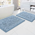 H.VERSAILTEX Bath Mats - Non Slip Luxury Chenille Bathroom Rugs, Extra Soft Absorbent Shaggy, Washable Fast Dry 2 Piece (Cool Blue, 20" x 32"/17" x 24") - color: Cool Blue, size: 20" x 32" Plus 17" x 24"