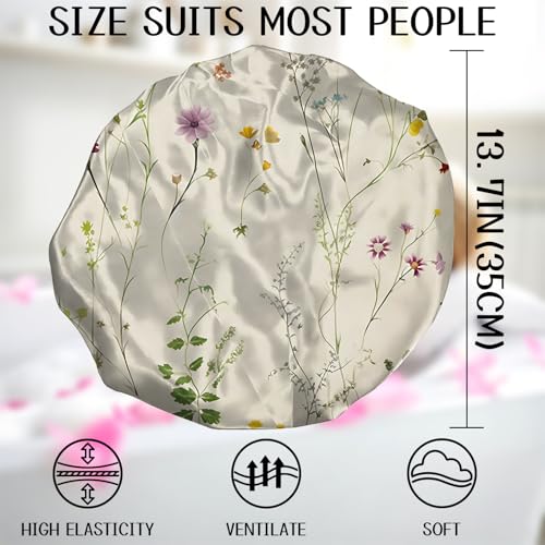 Luxury Shower Cap Terry Cloth Lined EVA Waterproof Reusable Triple Layer Elastic Hair Bath Caps for Women Girls Cute (C17-Floral) - color: C17-Floral