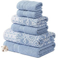 Modern Threads Monroe 6-Piece 100% Cotton Towel Set – Reversible Yarn Dyed Jacquard & Solid – Includes 2 Bath Towels, 2 Hand Towels, 2 Washcloths – Absorbent, Quick Dry, Soft & Durable – Blue - color: Blue, style: Modern