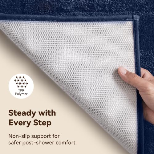 GRANNY SAYS Deep Blue Bathroom Rug, 20" x 32", Non-Slip, Water Absorbent, Microfiber, Machine Wash Dry - color: Deep Blue, size: 1'8" x 2'8" (20" x 32")