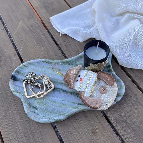 Natural Marble Decorative Tray, Cloud Shape, Modern Style, Polished Finish, Bathroom Kitchen Counter Vanity Organizer (Green-Marble-Diagonal) - color: Green (Marble-diagonal)