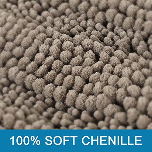 H.VERSAILTEX Bath Rugs for Bathroom Non Slip Bath Mats Extra Thick Chenille Striped Rug 20" x 32" Absorbent Non Skid Fluffy Soft Shaggy Washable Dry Fast Plush Mat for Indoor, Bath Room, Tub - Taupe - color: Taupe, size: 20" x 32"