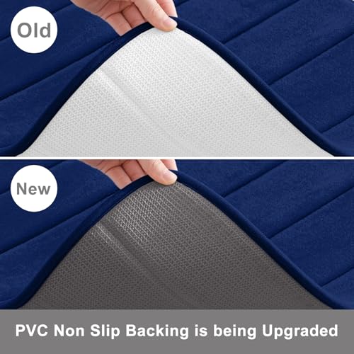 Buganda Memory Foam Bath Mat, 24" x 16", Ultra Soft Bathroom Rugs, Water Absorbent and Machine Washable Bath Rug for Bathroom, Shower, and Tub, Navy Blue - color: Navy Blue, size: 24" X 16"