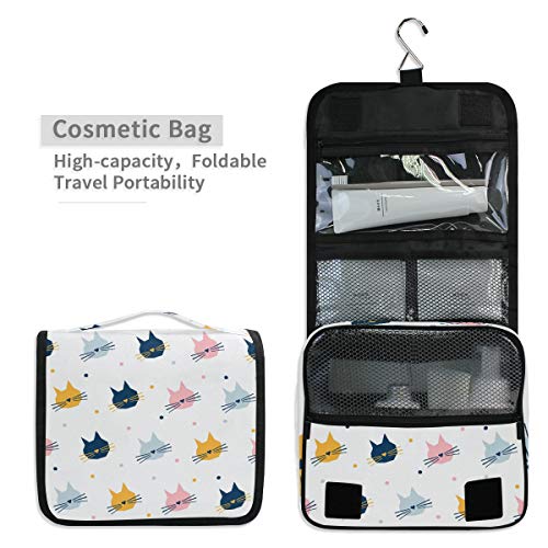 senya Hanging Travel Toiletry Bag Kit Makeup Case Cosmetics Organizer for Men Women - color: Childish Cat Graphic Cover
