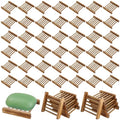 50 Pcs Bamboo Wood Soap Dish Bulk Natural Wooden Soap Holder Savers, Self-Draining Bathroom & Kitchen Soap Trays, Durable Handcrafted Wooden Soap Dishes 3.3 x 3.4 x 0.67 Inch