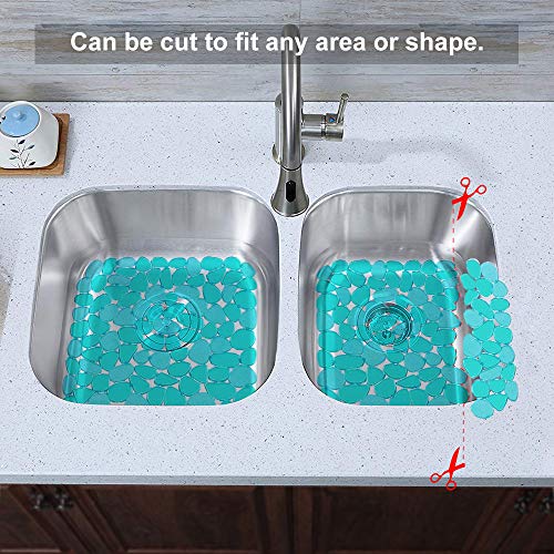 Bligli Pebble Sink Mat for Stainless Steel/Ceramic Sinks, PVC Eco-Friendly Sink Protectors Mats for Bottom of Kitchen Sink, Dish Drying Mat for Dishes and Glassware, 15.7 x 11.8 inch, Green - color: Green