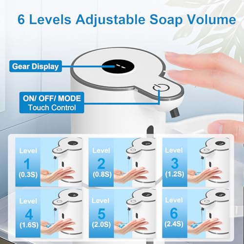 OHIFAST Automatic Liquid Soap Dispenser Touchless, USB Rechargeable Smart Hand Soap Dispenser, 6-Level Adjustable, 12.8oz/380mL Wall Mounted for Bathroom Kitchen Accessories Dish Soap-White - color: White, style: Liquid