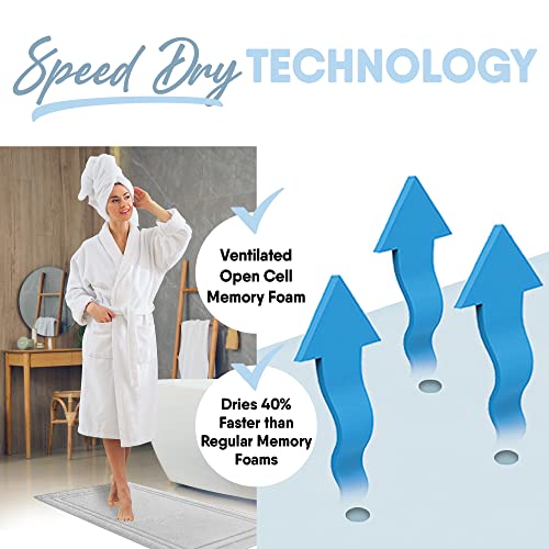 MICRODRY Quick Drying Memory Foam Framed Bath Mat with GripTex Skid-Resistant Base, Runner - 24x58, Light Grey - color: Light Grey, size: 24" x 58"