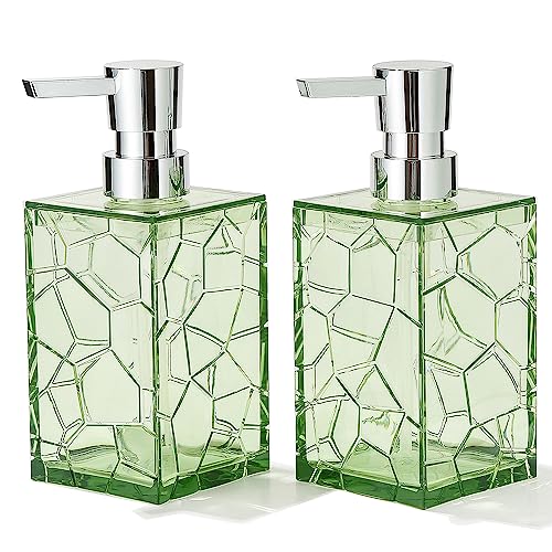 2 Pack Clear Saga Green Rust Proof Soap Dispenser Bathroom, Acrylic Plastic Hand Soap Lotion Dispenser with Pump for Bathroom&Kitchen - color: 2 Pack Green