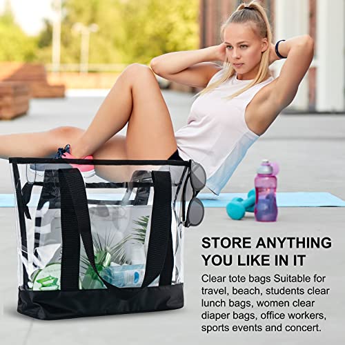 BORMELUN clear tote bag,Purse handle with zipper for work plastic transparent see through women - color: Black