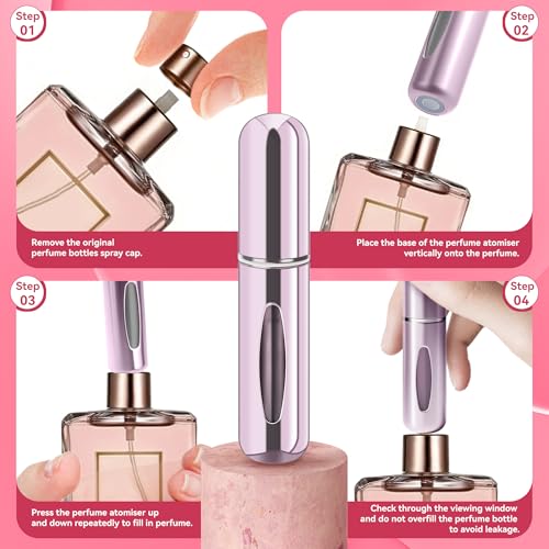 Refillable Perfume Portable Atomizer Bottle Refillable Perfume Spray, Travel Perfume (5ml, 4 Pack) (Green, Gold, Pink, Purple, Red, Light Blue) - color: Green, Gold, Pink, Purple, Red, Light Blue