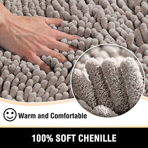 H.VERSAILTEX Bath Mats for Bathroom Non Slip Luxury Chenille Bathroom Rugs Extra Soft Absorbent Shaggy Mat Rugs Washable Fast Dry 2 Piece (Taupe, 20" x 32"/17" x 24") - color: Taupe, size: 20" x 32" Plus 17" x 24"