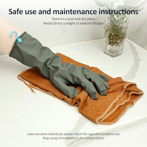 8Pairs Rubber Dishwashing Gloves, 13 Inch Long Household Cleaning Gloves Reusable with Hanging Hook and Nonslip Texture for for Washing Dishes and Cleaning Tasks, Flexible Longlasting and Nonslip