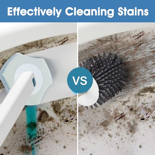 Disposable Toilet Brush with 48 PCS Refills, Disposables Toilets Cleaning System with Handle, Storage Caddy and 48Toilet Bowl Refill Heads for Bathroom Cleaning - style: Toilet Cleaning System
