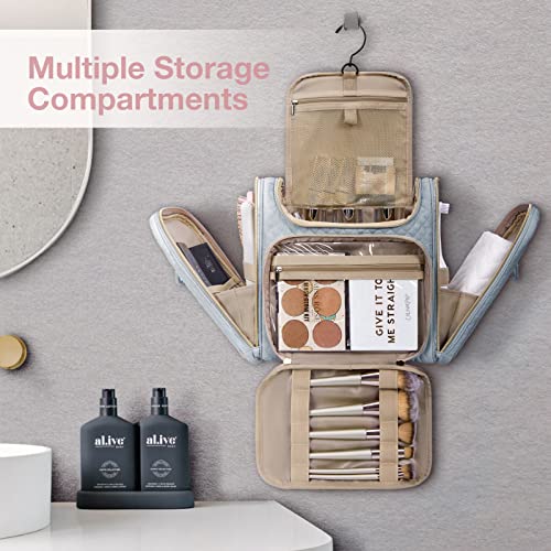 BAGSMART Toiletry Bag for Women, Travel Toiletry Bag, Water-resistant Cosmetic Makeup Bag, Large Capacity Travel Organizer for Full Sized Toiletries and Cosmetics, Grey - color: Grey
