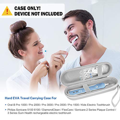 ProCase Travel Case for Oral-B/Oral-B Pro Smartseries/IO Serie Sonicare Protective Clean Electric Toothbrush, Hard EVA Case Cover Storage Bag Holder with Mesh Pocket for Accessories -Silver - color: Silver