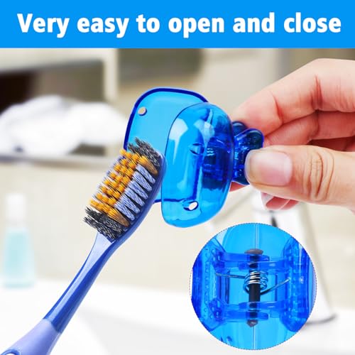 6 Pack Toothbrush Covers Portable Toothbrush Coverings Clips for Protectors Travel Plastic Brush Pod Protection Clip Case for Kids Bathroom Home Travel Supplies - color: Orange, Red, Blue, Purple, 2 Clear