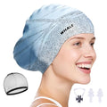 WHALE Extra Large Swim Cap Designed for Men and Women with Thick, Long Hair, Hair Extensions Or Afro-Textured Hair Long-Hair Swim Cap Highly Waterproof to Keep Hair Dry - color: Light blue
