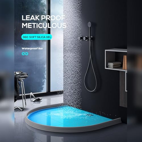 Hi-Na 3ft/5ft/6ft/8ft10ft Collapsible Shower Threshold Water Dam Water Barrier for Shower and Water Stopper Keeps Water Inside Water Threshold for Wet and Dry Separation (5ft, Grey) - color: Gray, style: 5ft