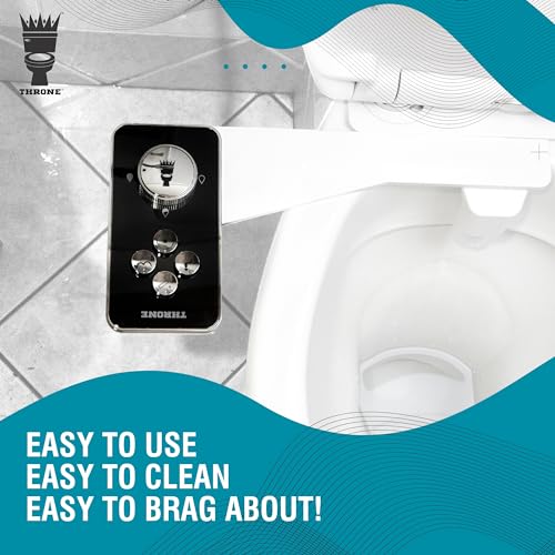 Throne Bidet Attachment - USA Patented - Non-Electric Self Cleaning Water Sprayer Toilet Bidet Seat Attachment, Double Nozzle (Frontal & Rear Wash), Easy Install (Black) - color: Black/Chrome
