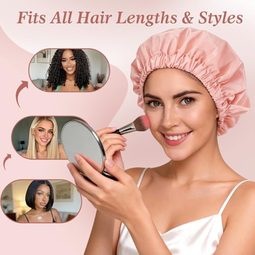 Waterproof Shower Cap for Women - Extra Large Reusable Bath Cap, Leakproof Shower Bonnet with Soft Elastic Band for Long Hair, Braids, Washing Face