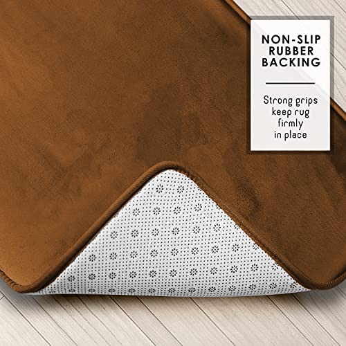 Clara Clark Bathroom Rugs, Velvet Memory Foam Bath Mat, Non-Slip, Machine Washable Bath Rugs - Dries Quickly, Ultra Soft Plush Bath Mats for Bathroom, 17 x 24, Chocolate Brown - color: Brown, style: 17 x 24