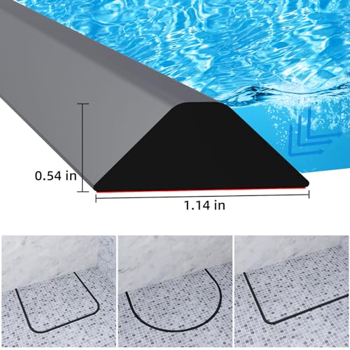 Duzzy 67 Inch Collapsible Shower Water Dam, Shower Threshold Water Stopper Barrier and Retention System and Keeps Water Inside Threshold Dry and Wet Separation, Suitable for Bathroom & Kitchen - color: Black, style: 67 Inch