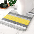 MIULEE Yellow Grey Bathroom Toilet Rugs U-Shaped, Soft Thick Microfiber Striped Contour Rugs, Non Slip Absorbent Fluffy Plush Machine Washble Quick Dry, 20x20 Inch - size: 20''x20'' U-shape