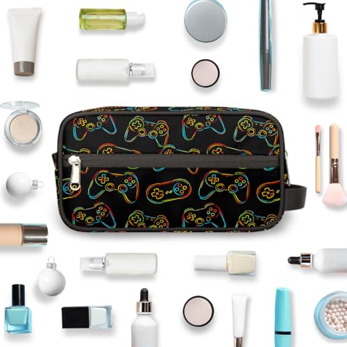 Travel Toiletry Bag for Boys Kids - Colorful Game Controller Waterproof Hanging Cosmetic Hygiene Bags Lightweight Large Shave Kit for Toiletries Accessories Bathroom Stuff, Gifts for Men - color: Colorful Game Controller