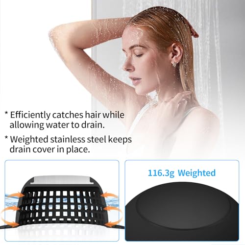 Aluvor Shower Drain Hair Catcher Bathtub Drain Cover Sink Drain Protector | Bathroom Sink & Bathtub Drain Strainer for Pop-Up & Regular Drains, All Black - color: All Black