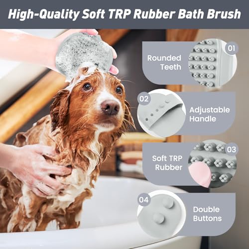 Pet Shower & Bath Supplies，Dog Shampoo Brush Set with Towel, Washing Gloves,Comb for Dogs and Cats (Grey) - color: grey, size: M