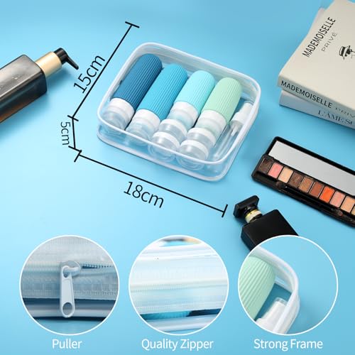 Mrsdry 16 Pack Travel Bottles Set, TSA Approved Leak Proof Silicone Squeezable Containers for Toiletries, Refillable Travel Accessories for Conditioner, Shampoo, Lotion & Body Wash Accessories - color: Blue, size: Mudium