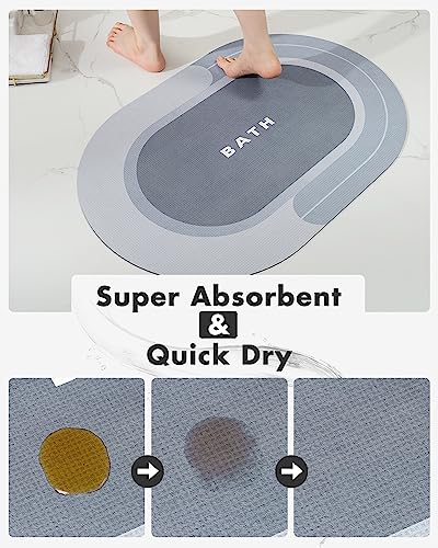 MontVoo Bath Mat - Non Slip, Quick Dry, Stain Resistant Bath Mat Rug for Bathroom Floor - Easy Care Shower Rug for Outside Bathtub - 17"x27" Blue - color: Blue, size: 17"x27"