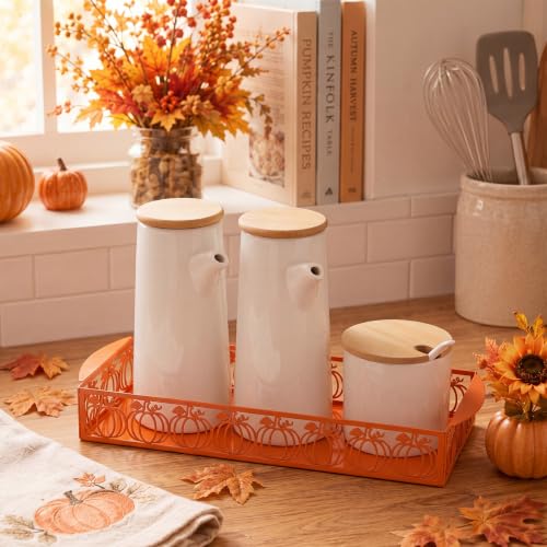 Autumn Pumpkin Toilet Paper Basket Cute Metal Toilet Tank Paper Holder with Handle Orange Pumpkin Bathroom Storage Organizer Accessories Fall Decor for Bathroom Restroom - style: Autumn Pumpkin