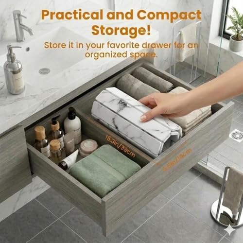 Premium Foldable Stone Bath Mat - Ultra Absorbent Quick Drying Compact Easy to Store & Clean Non-Slip Diatomaceous Earth Bath Shower Mat (Marble White) - color: Marble White