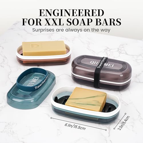Shampoo Bar Holder Travel Case | Leakproof Soap Container with Lid & Drain Tray | Includes Silicone Strap and Soap Bag | Compatible with Kitsch Solid Shampoo and Conditioner Bars (White, Large) - color: White Style A-large