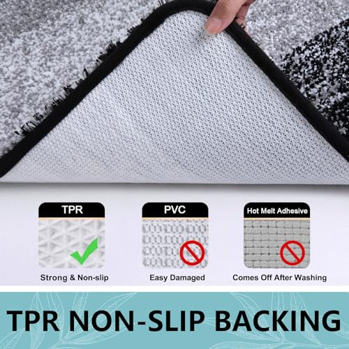Arotive Bathroom Rugs Sets 2 Piece, Shaggy Soft and Absorbent Microfiber Bath Rugs, Machine Washable Dry Bath Mats for Bathroom, 30x20 and 24x16, Black - color: Black, size: 30" X 20" + 24" X 16"