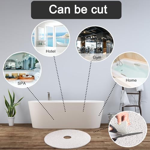 Shower Mat Non Slip, Round Shower Mat for Inside Shower, Non Slip Bathtub Mat, Fast Drying Bath Tub Mats, Loofah Mat for Shower Bathroom, Quick Drying, Resistant (White, 32 x 32 Inch) | Shower Mat for Inside Shower Non Slip Bathtub Mat, Soft Loofah Shower