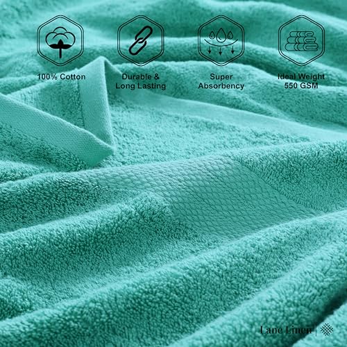 LANE LINEN 100% Cotton Bath Towels - 18 Pieces - Softer, Durable & Highly Absorbent - 4 Bath, 8 Wash Cloth, 6 Hand Towels - Perfect Family Set, Premium Quality, Oeko-TEX Certified - Teal - color: 11: Teal, size: 18 Piece Towel Set