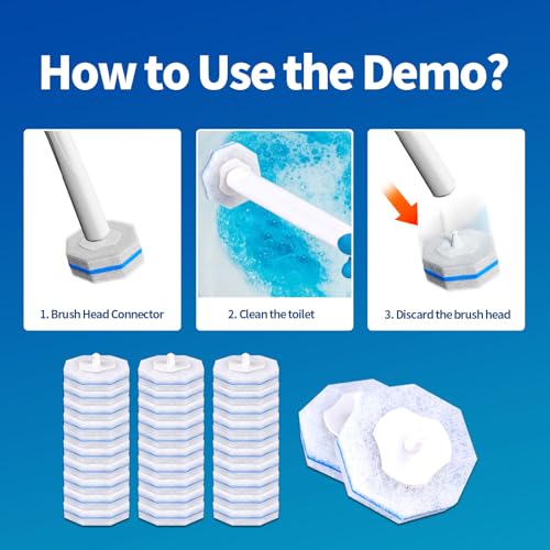 30 Count Disposable Toilet Brush Heads, Toilet Bowl Wand Refills for Clorox Toilet Cleaning, toilet scrubber refill，disposable toilet brush headrefills，Toilet Cleaning Sponges Heads for Bathtub, Floor
