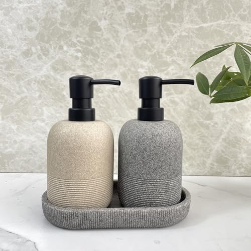 Soap Dispenser Tray for Bathroom Sink,7.4″ Small Lotion Bottle Organizer Tray for Kitchen Sink.Gray Tray for Bathroom/Kitchen Countertop. - color: Tray-grey