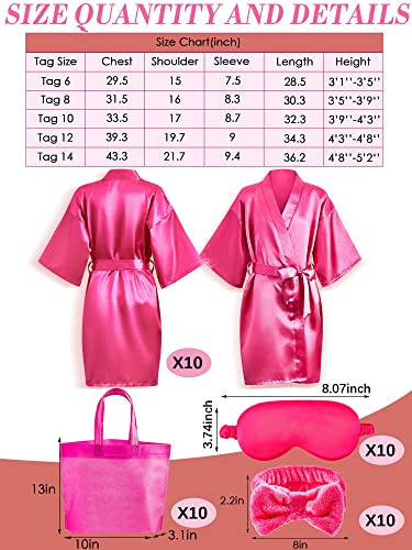 Xuhal 92 Pcs Spa Party Supplies Slumber Party Spa Pretend Play Set with Satin Robes, Headbands and Eye Masks, Sleepover Kit with Gift Bags, Total 10 Sets(Rose,14) - color: Rose, size: 14