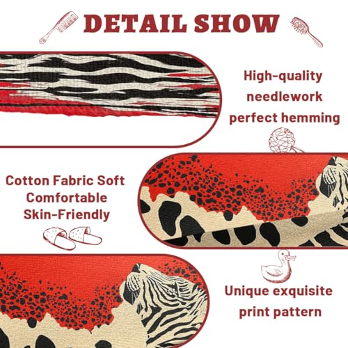 Leopard Print Hand Towels Set of 2, Red Black Splice Decorative Bath Towels for Bathroom Kitchen Home Spa Hotel Yoga,Bathroom Decor Accessories - color: Leopard Print