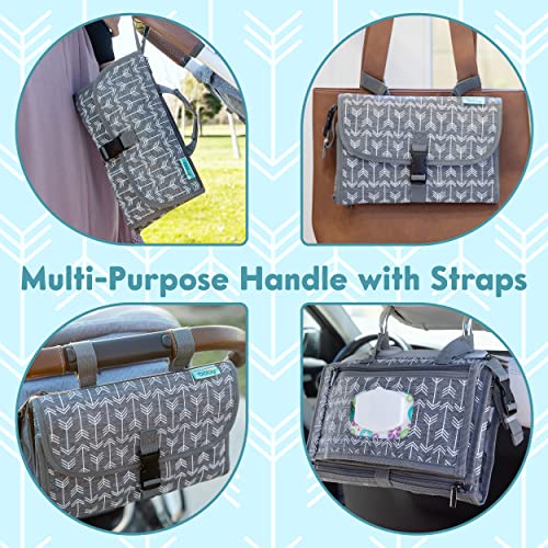 Kopi Baby Portable Diaper Changing Pad-Baby Diaper Changer Travel Bag with Wipes Pocket, Smart Design Portable Changing Mat, Infant Travel Station Kit,Gift for Newborn Girl & Boy-Grey Arrows, Premium - color: Grey Arrows, size: Premium